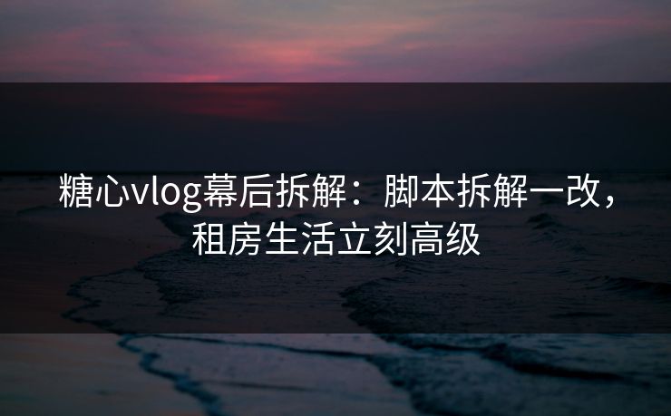 糖心vlog幕后拆解：脚本拆解一改，租房生活立刻高级  第1张